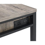 Acme Disho Wooden Writing Desk with USB Port in Light Weathered Oak and Black