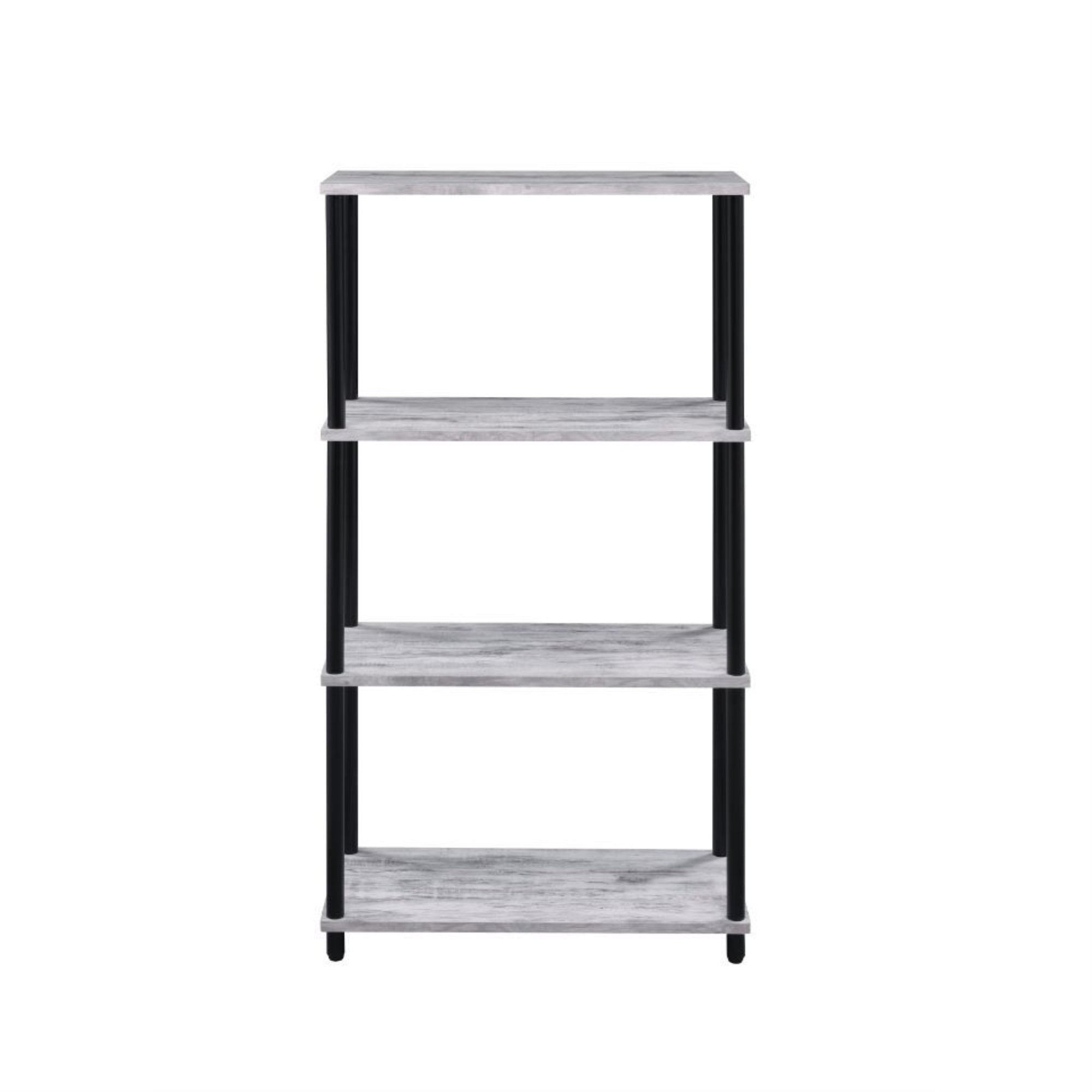 Acme Nypho 4 Wooden Shelves Rectangular Bookshelf In Antique White And Black