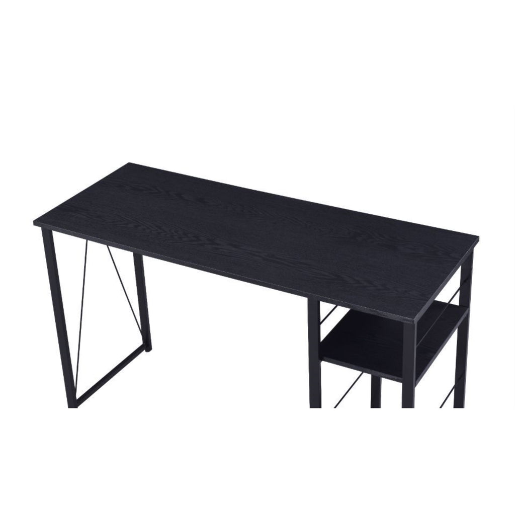 Acme Vadna Wooden Top 2-Shelf Writing Desk with Open Metal Base in Black