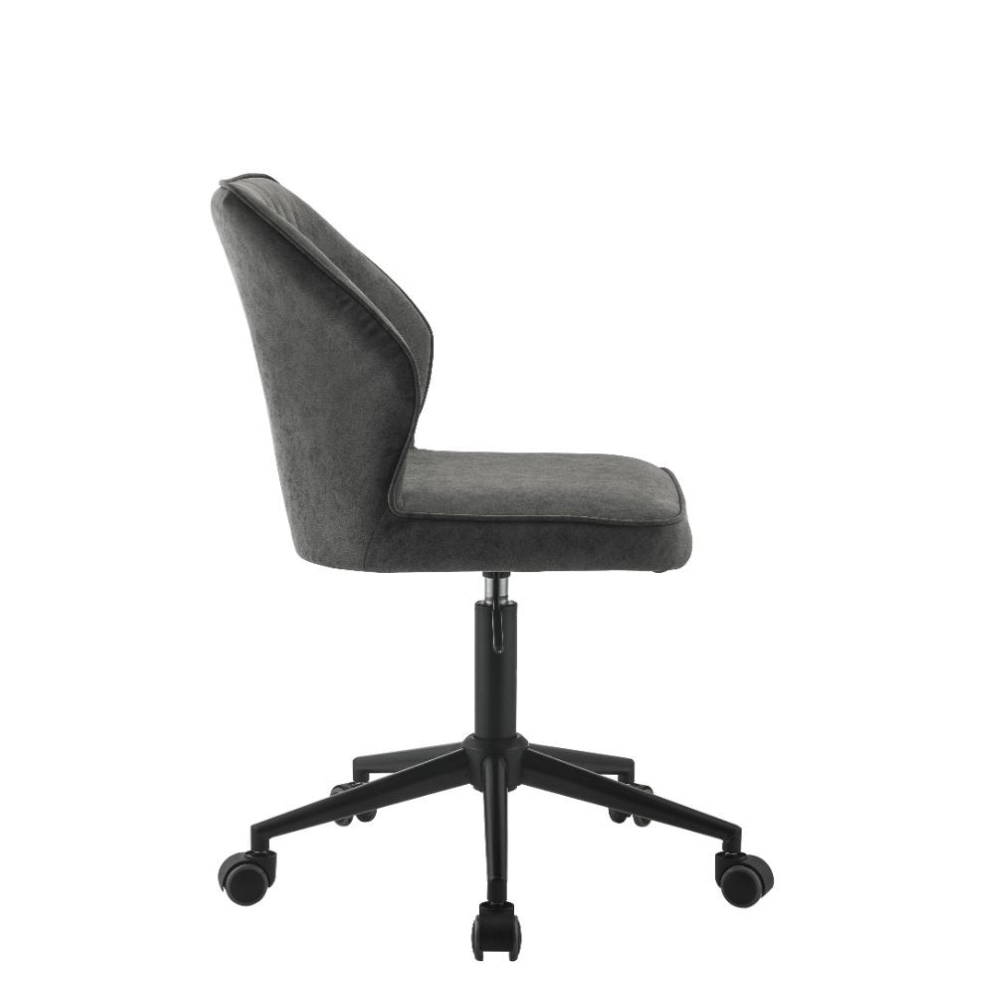 Acme Pakuna Faux Leather Armless Office Chair in Vintage Gray and Black