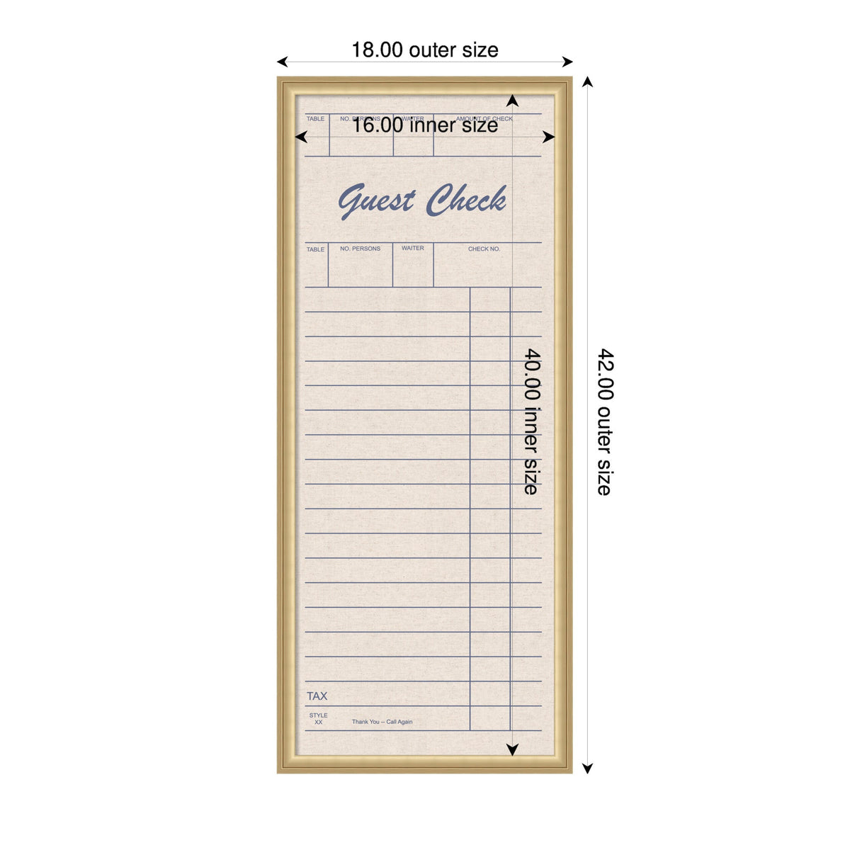 Framed Fabric Pinboard Linen Guest Check Wall Organization