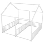 Metal Twin Size House Platform Beds 2 Shared Beds - Antique White