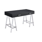 Acme Furniture Coleen Built-In Usb Port Writing Desk In Black High Gloss & Chrome Finish