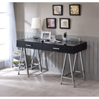 Acme Furniture Coleen Built-In Usb Port Writing Desk In Black High Gloss & Chrome Finish