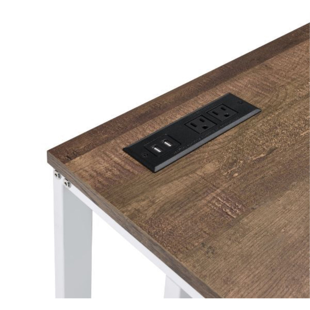 Acme Tyrese Wooden Rectangle Top Writing Desk With Usb Port In Walnut And White