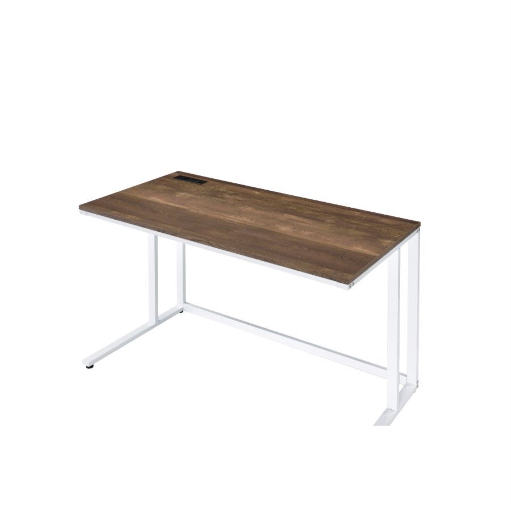 Acme Tyrese Wooden Rectangle Top Writing Desk With Usb Port In Walnut And White