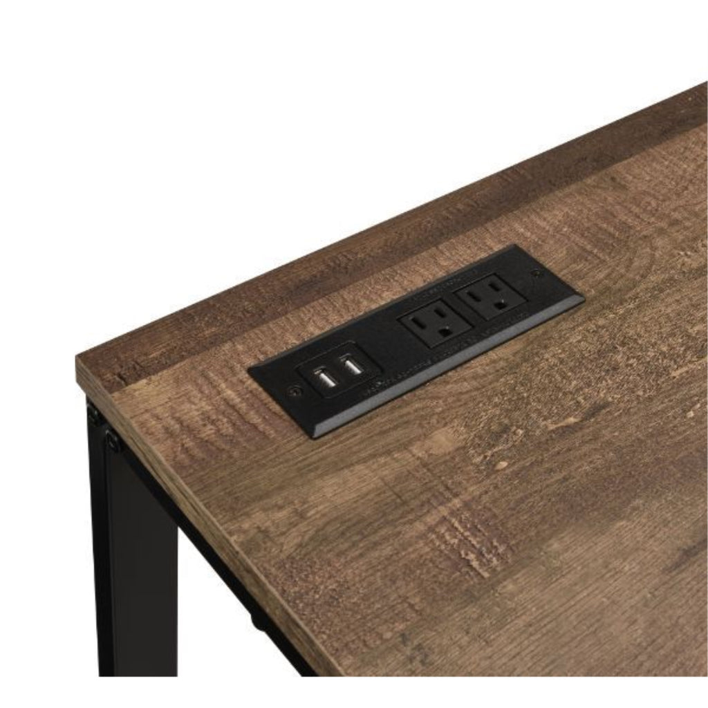 Acme Tyrese Wooden Rectangle Top Writing Desk With Usb Port In Walnut And Black