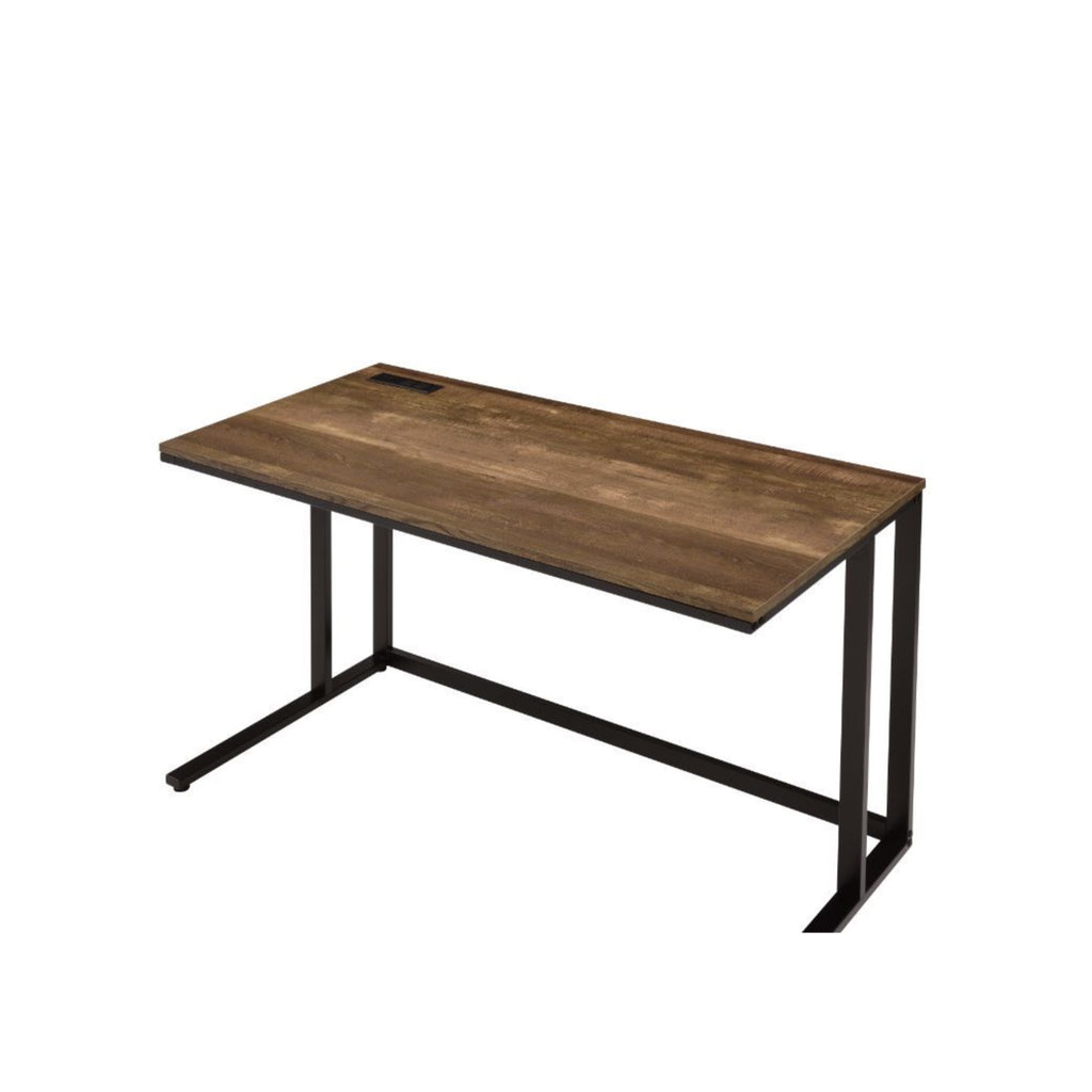 Acme Tyrese Wooden Rectangle Top Writing Desk With Usb Port In Walnut And Black
