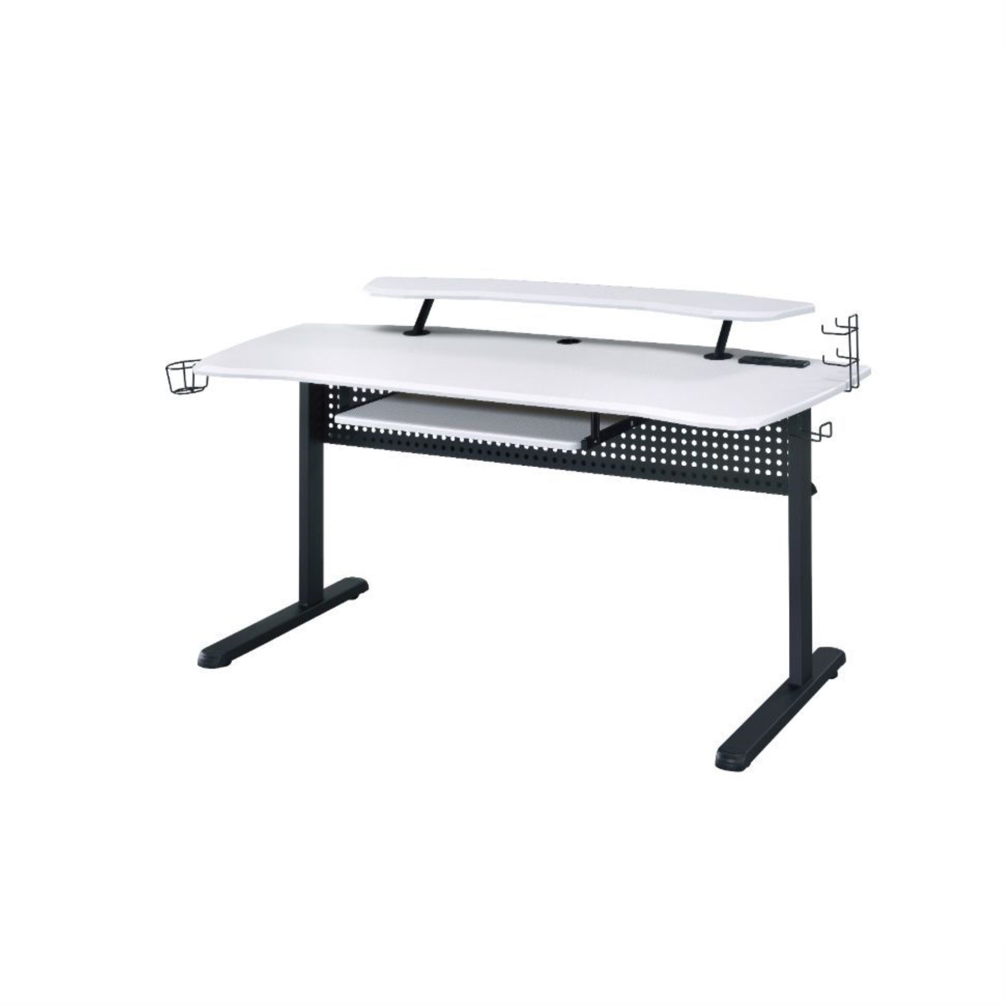 Gaming Table w/USB Port, Black & White Finish