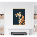 Navy Tiger by The Creative Bunch Studio Framed Canvas Wall Art Print