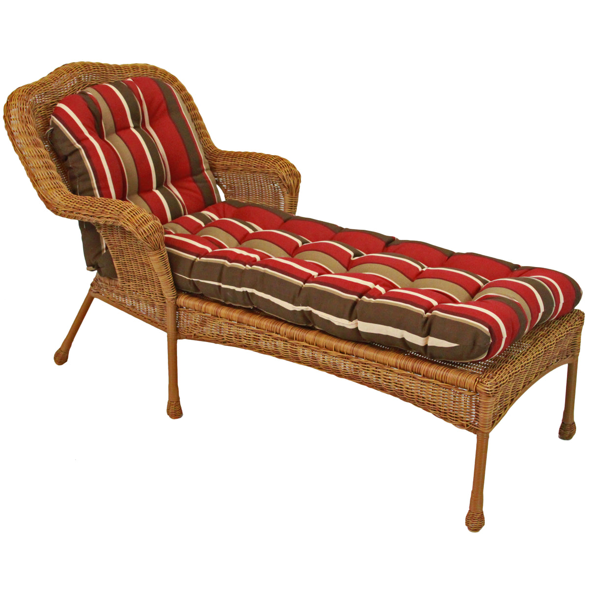 74-Inch By 19-Inch U-Shaped Outdoor Tufted Chaise Lounge Cushion - Monserrat Sangria