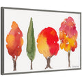 Sylvie Watercolor 4 Fall Trees Framed Canvas by Patricia Shaw