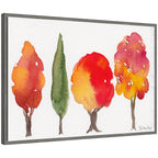 Sylvie Watercolor 4 Fall Trees Framed Canvas by Patricia Shaw