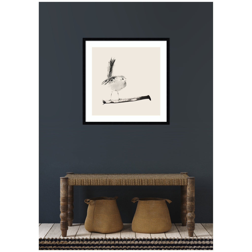 Sketched Bird On Branch by Danushka Abeygoda Framed Wall Art Print