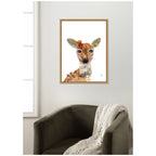 Deer with Flowers by Madeline Jeppesen Framed Canvas Wall Art Print