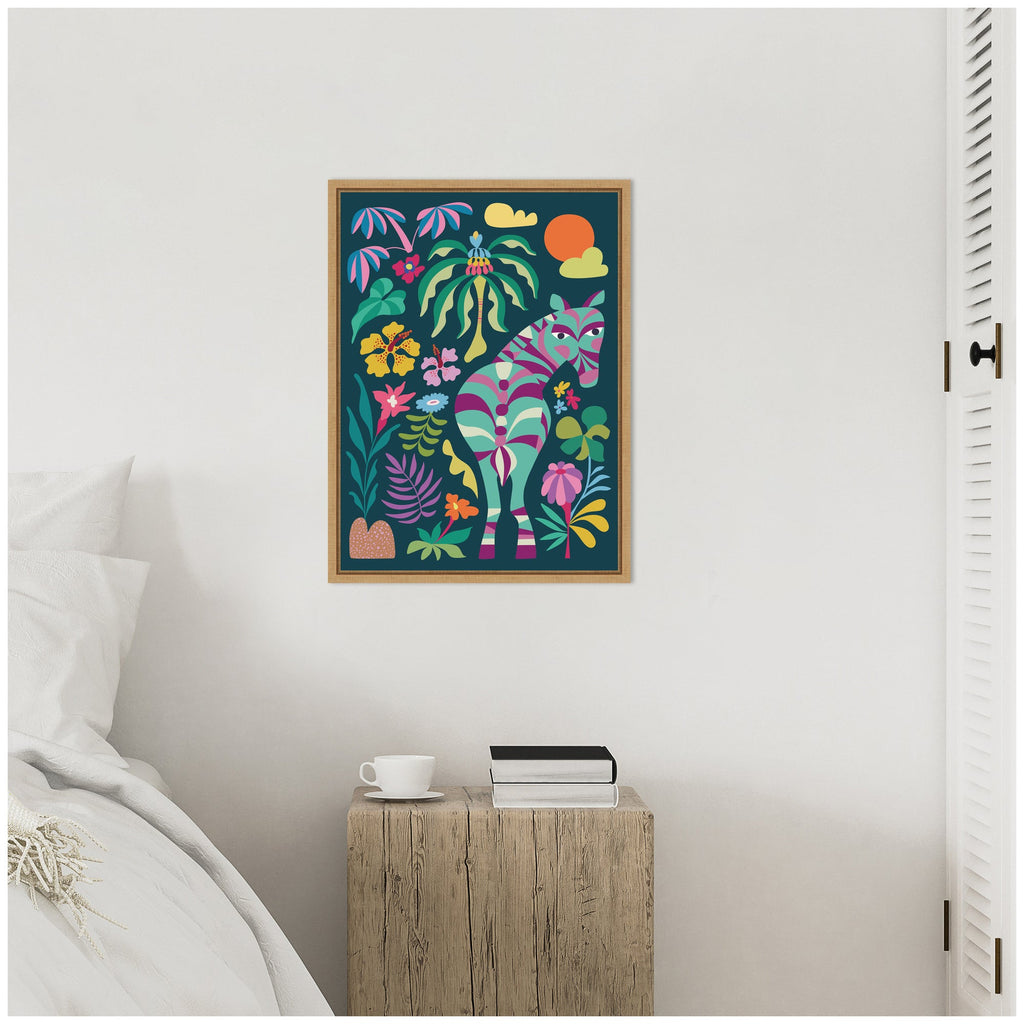 Sylvie Wildlife Safari Zebra Framed Canvas by Rachel Lee