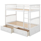 Mystrene - Twin Over Twin Bunk Bed With Drawers, Convertible Beds