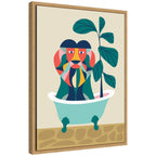 Sylvie MCM Lion in Bathtub Framed Canvas by Rachel Lee