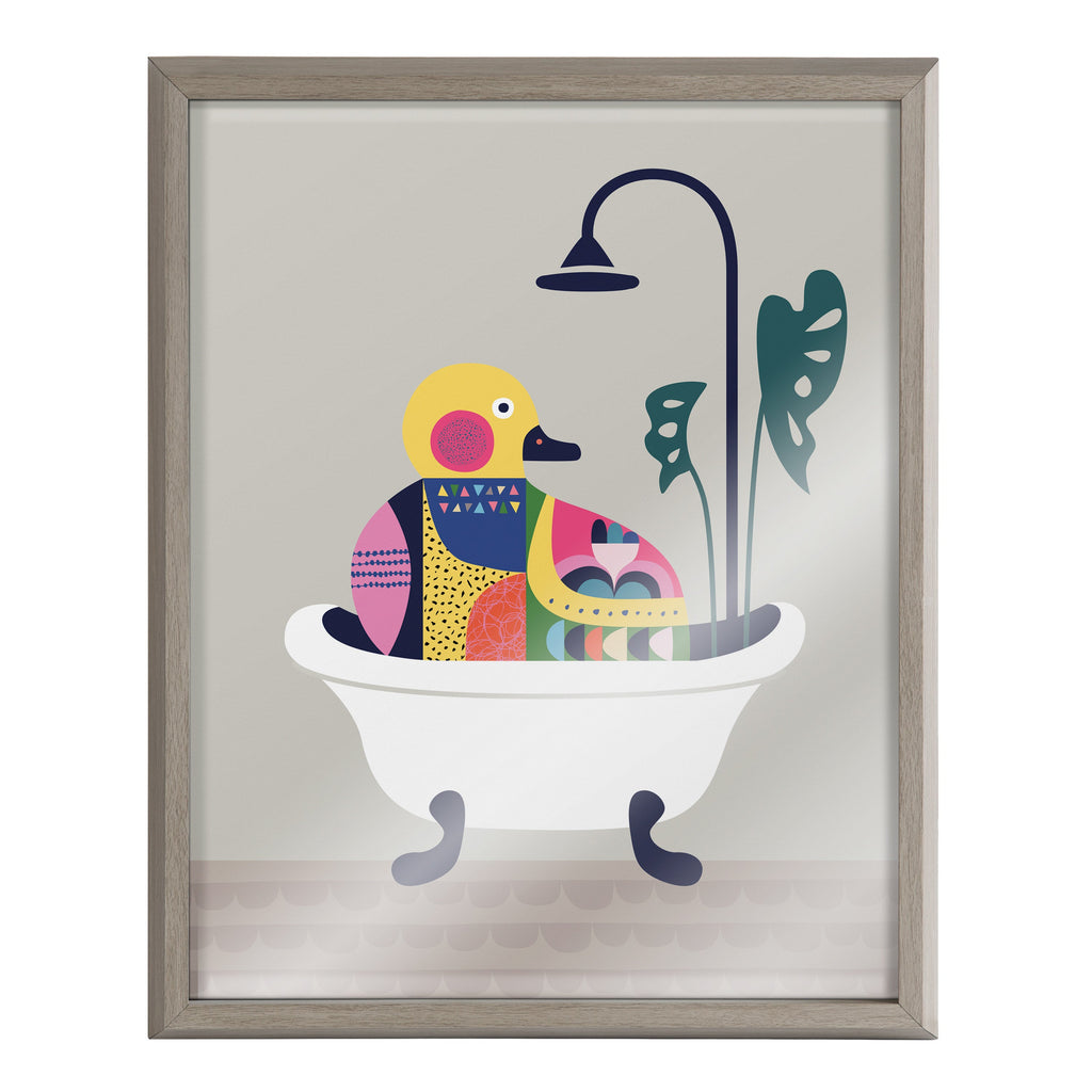 Blake Mid Century Modern Duckie in the Tub Framed Printed Glass by Rachel Lee of My Dream Wall