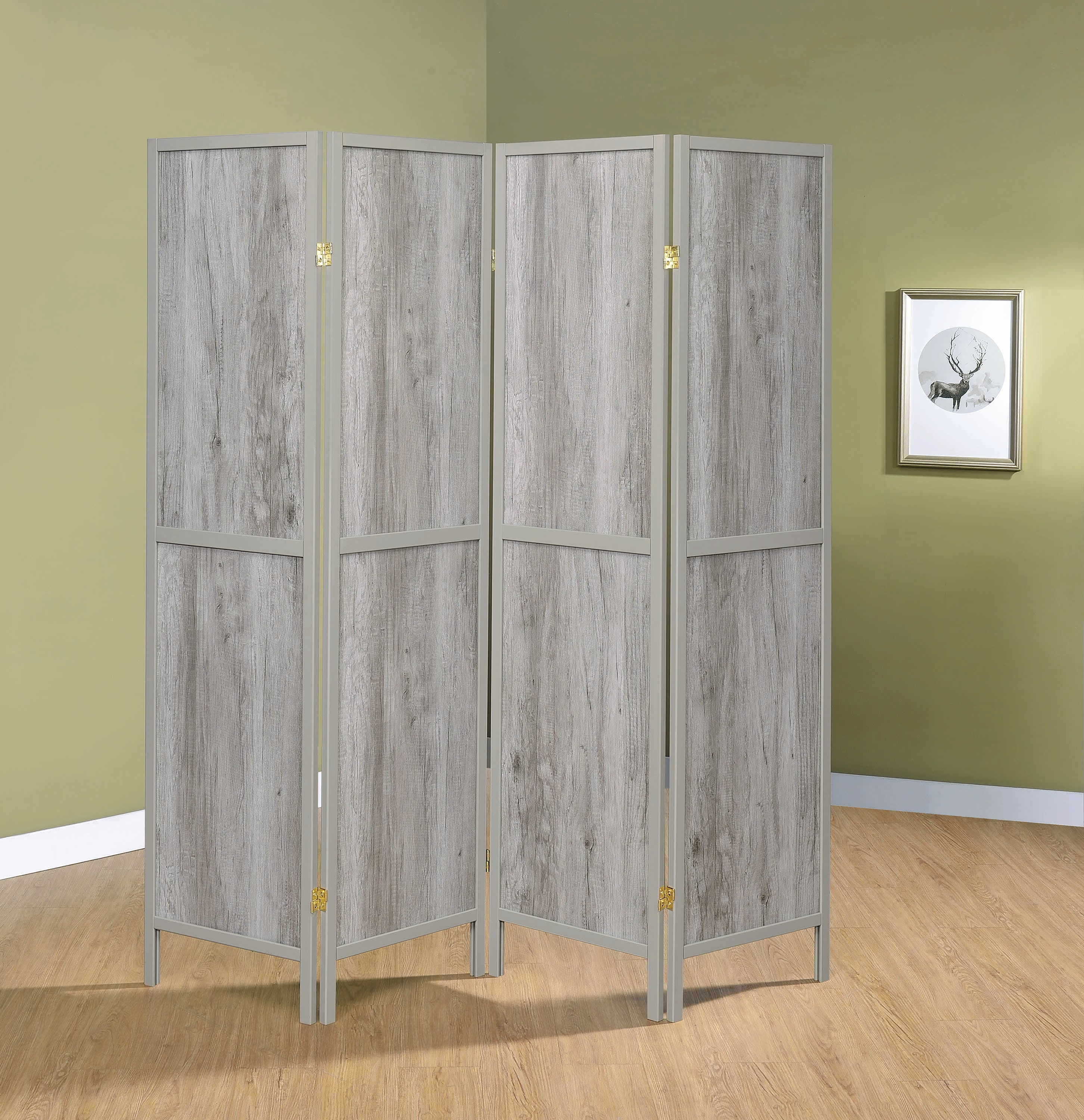 Rustic Grey Driftwood FourPanel Screen