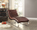 Qortini  Chaise Vintage Dark Brown TGL & Stainless Steel
