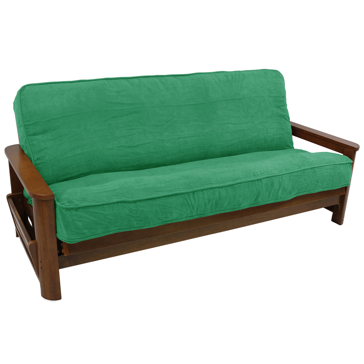 Solid Microsuede Double Corded 8 To 9Inch Full Futon Cover  Emerald
