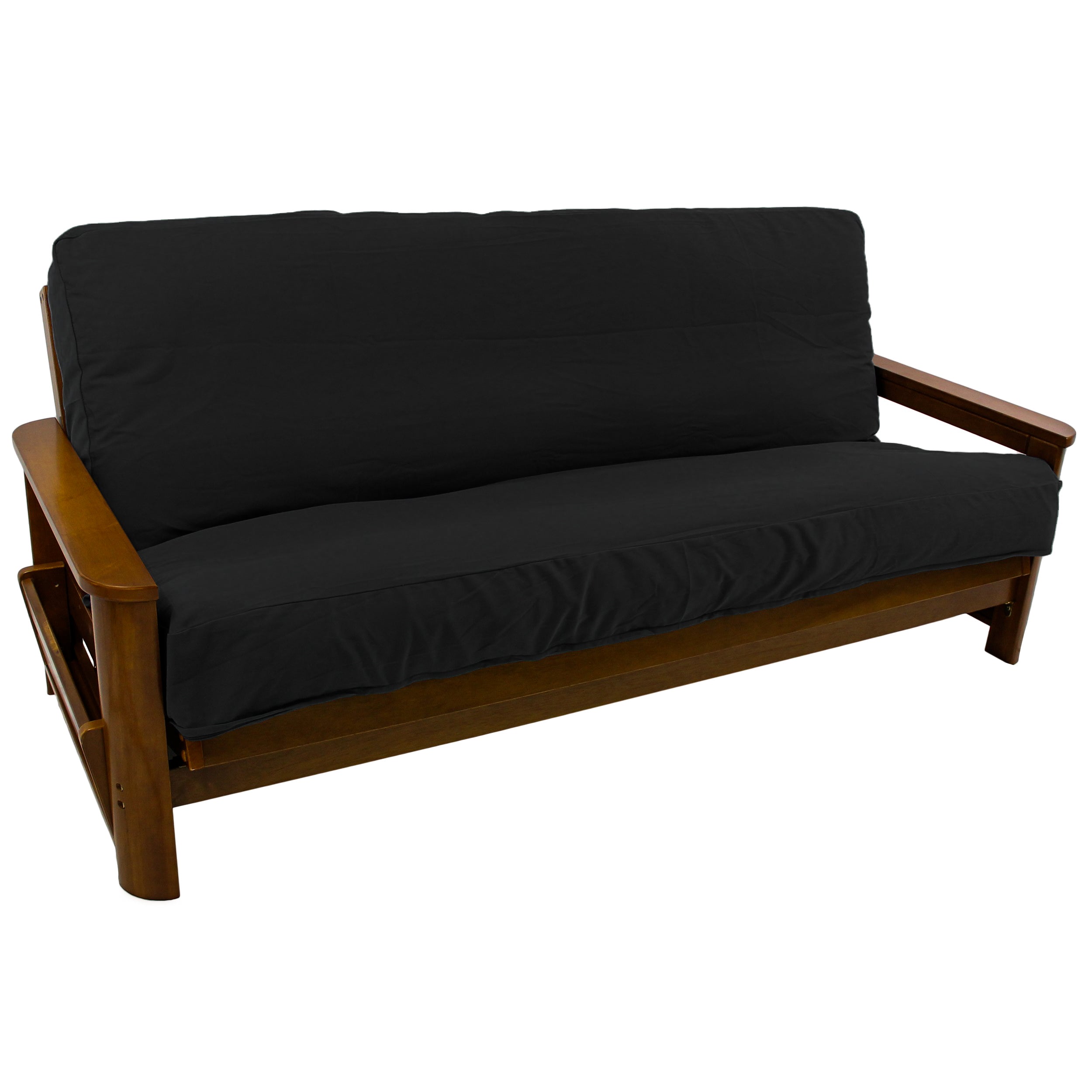 Solid Twill 8 to 9-inch Full Futon Cover - Black