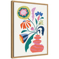 Sylvie Retro Whimsical Floral Vase Framed Canvas by Rachel Lee