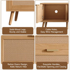 TV Stand, Media Console, 2 Drawers & Cable Management - Natural Wood