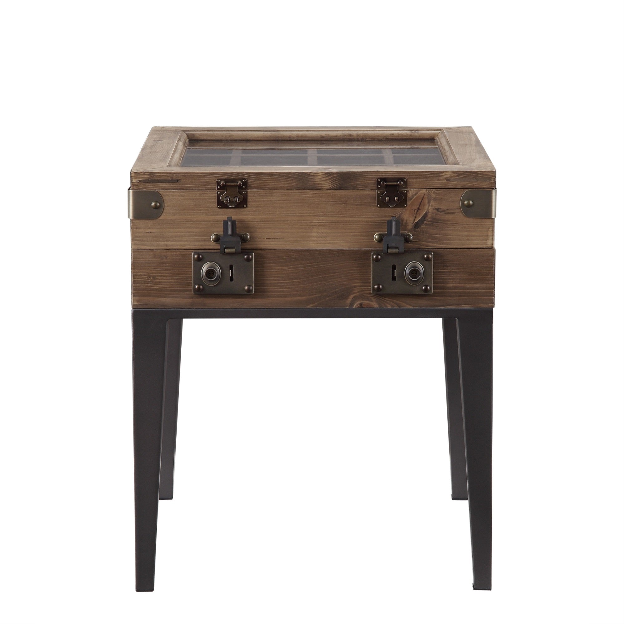 Acme Kolin Wooden Accent Table with Rectangular Top in Rustic Oak and Matte Gray