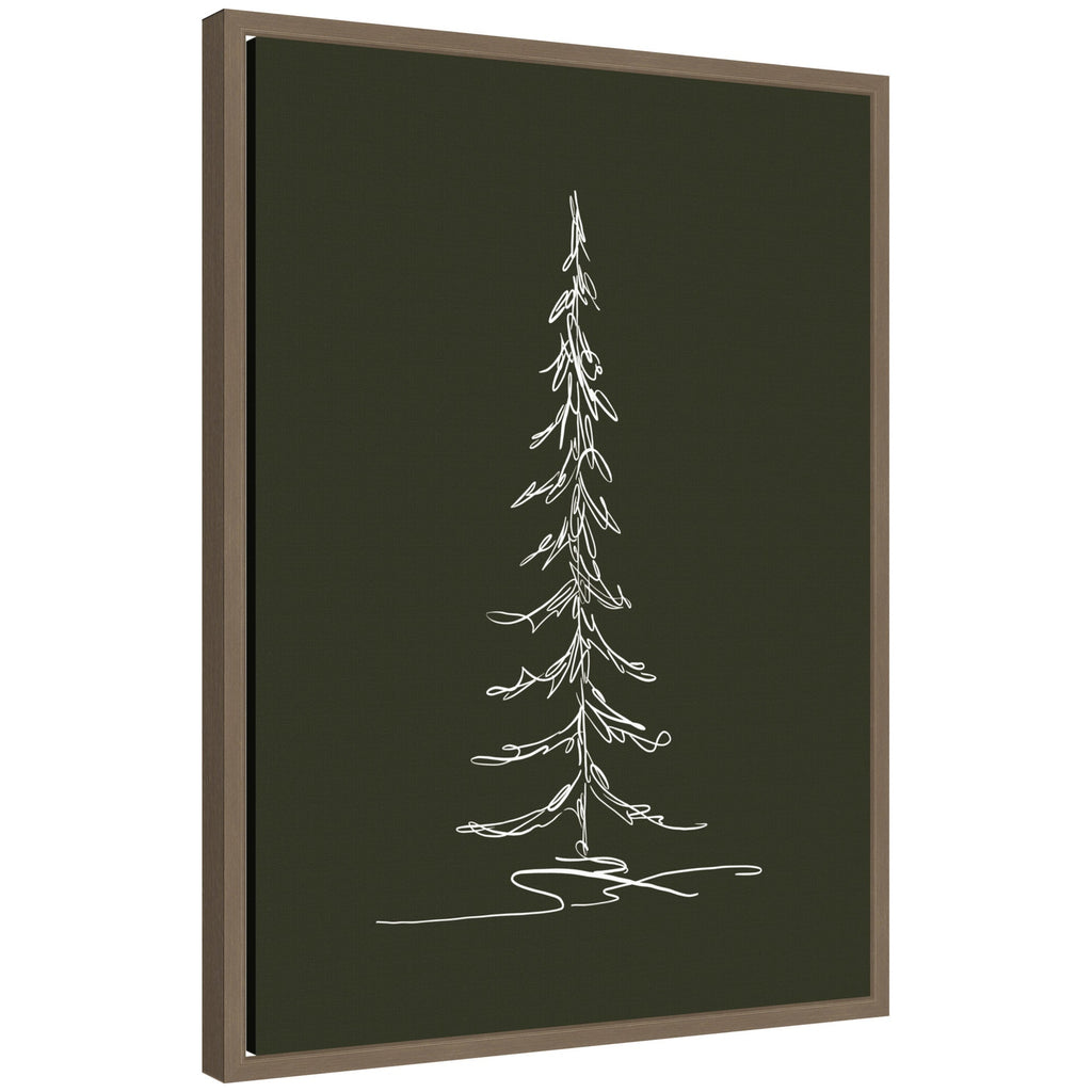 Sylvie Framed Canvas Minimalist Evergreen Trees Sketch 1 Green by The Creative Bunch Studio