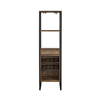 Acme Narik Metal 1-Drawer Wine Rack With 5 Shelves In Weathered Oak