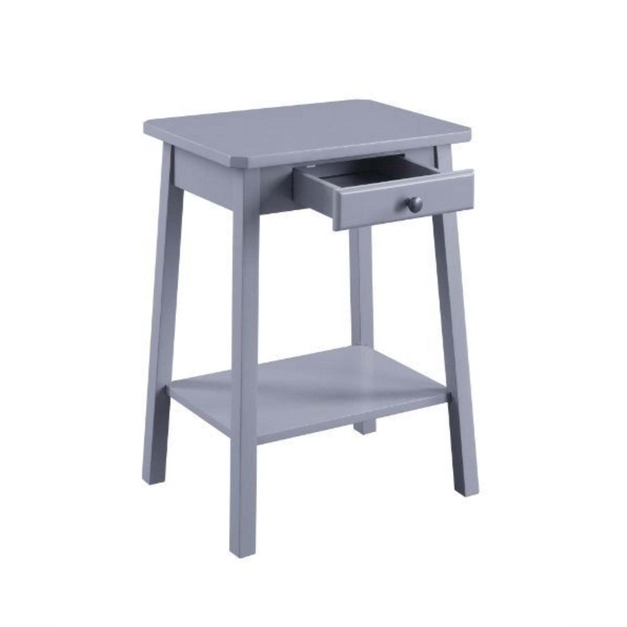 Acme Kaife Wooden Accent Table with Storage Drawer and 1 Tier Shelf in Gray