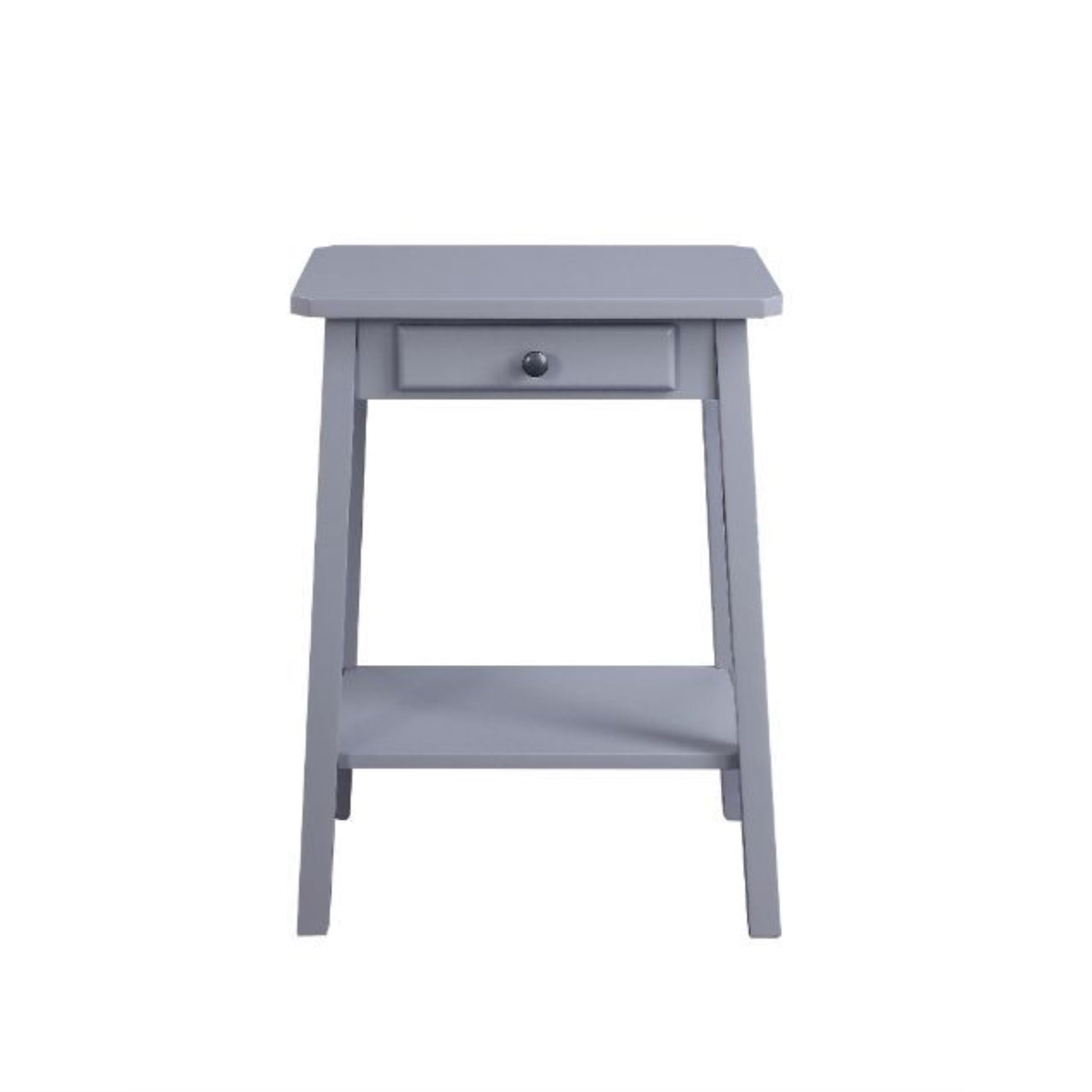 Acme Kaife Wooden Accent Table with Storage Drawer and 1 Tier Shelf in Gray