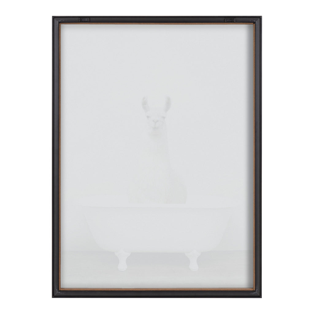 Blake Alpaca in the Tub Color Framed Printed Glass by Amy Peterson Art Studio