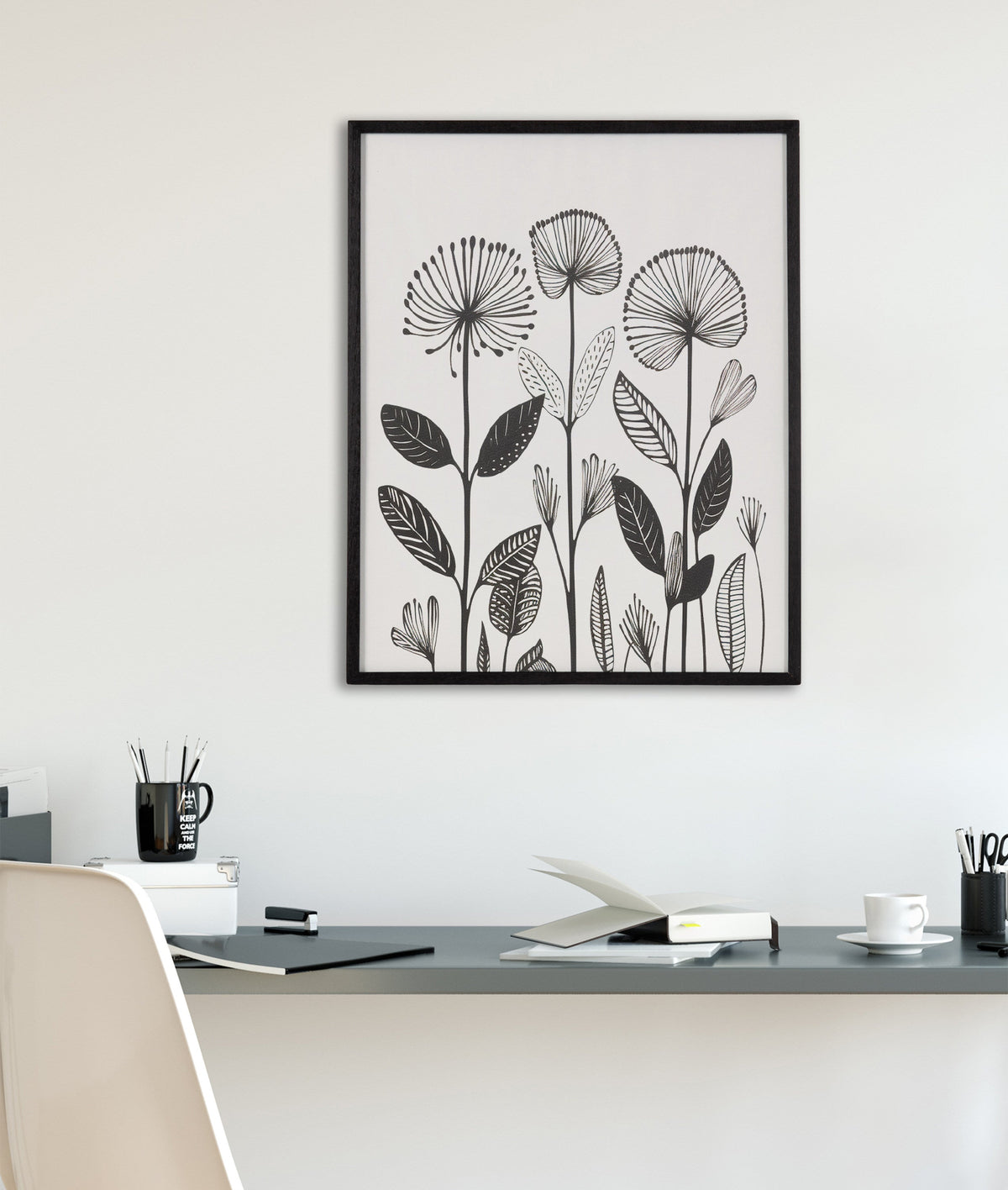 Gallery Simple Modern Linocut Botanicals Print by The Creative Bunch Studio