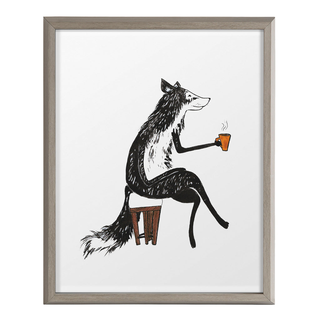 Blake Fox Orange Coffee Cup Framed Printed Glass by Viola Kreczmer
