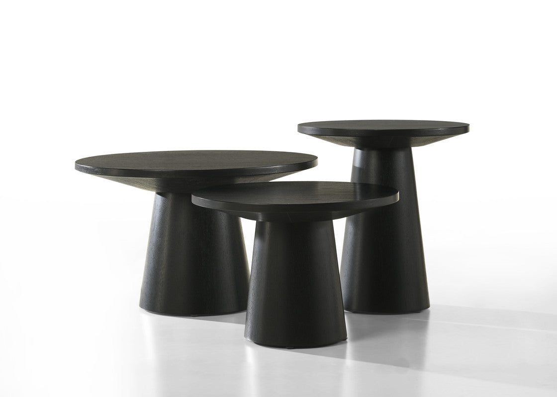 Grantham Black 3Pc Coffee, End, & Console Occasional Table Set with Pedestal Base