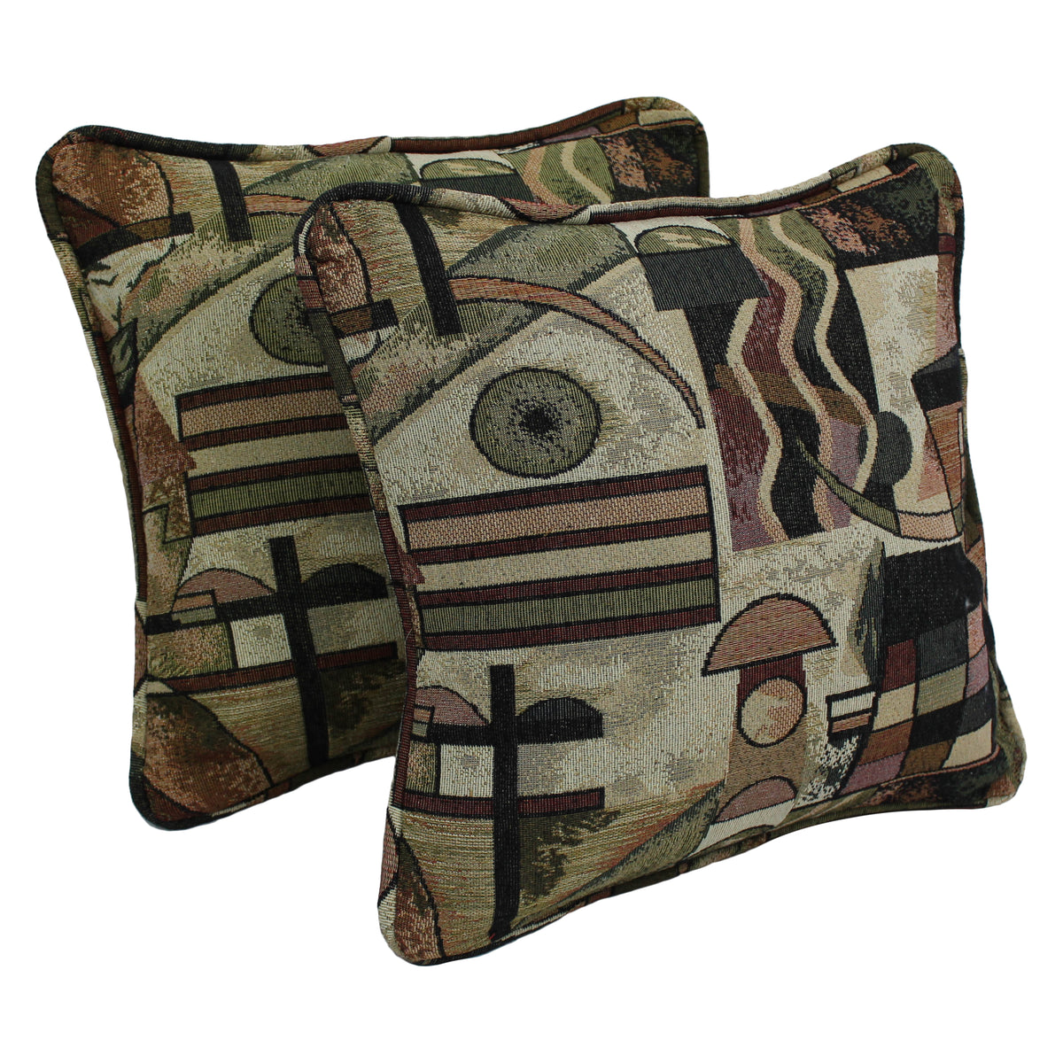 18-Inch Double-Corded Patterned Tapestry Square Throw Pillows With Inserts (Set Of 2) - Picasso