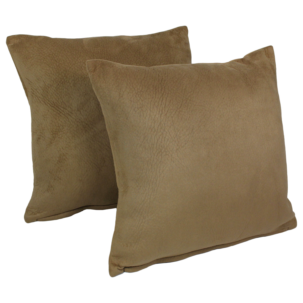 18-Inch Solid Faux Suede Square Throw Pillows (Set Of 2) - Tan
