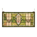 24 Inch W X 11 Inch H Tulips Transom Stained Glass Window