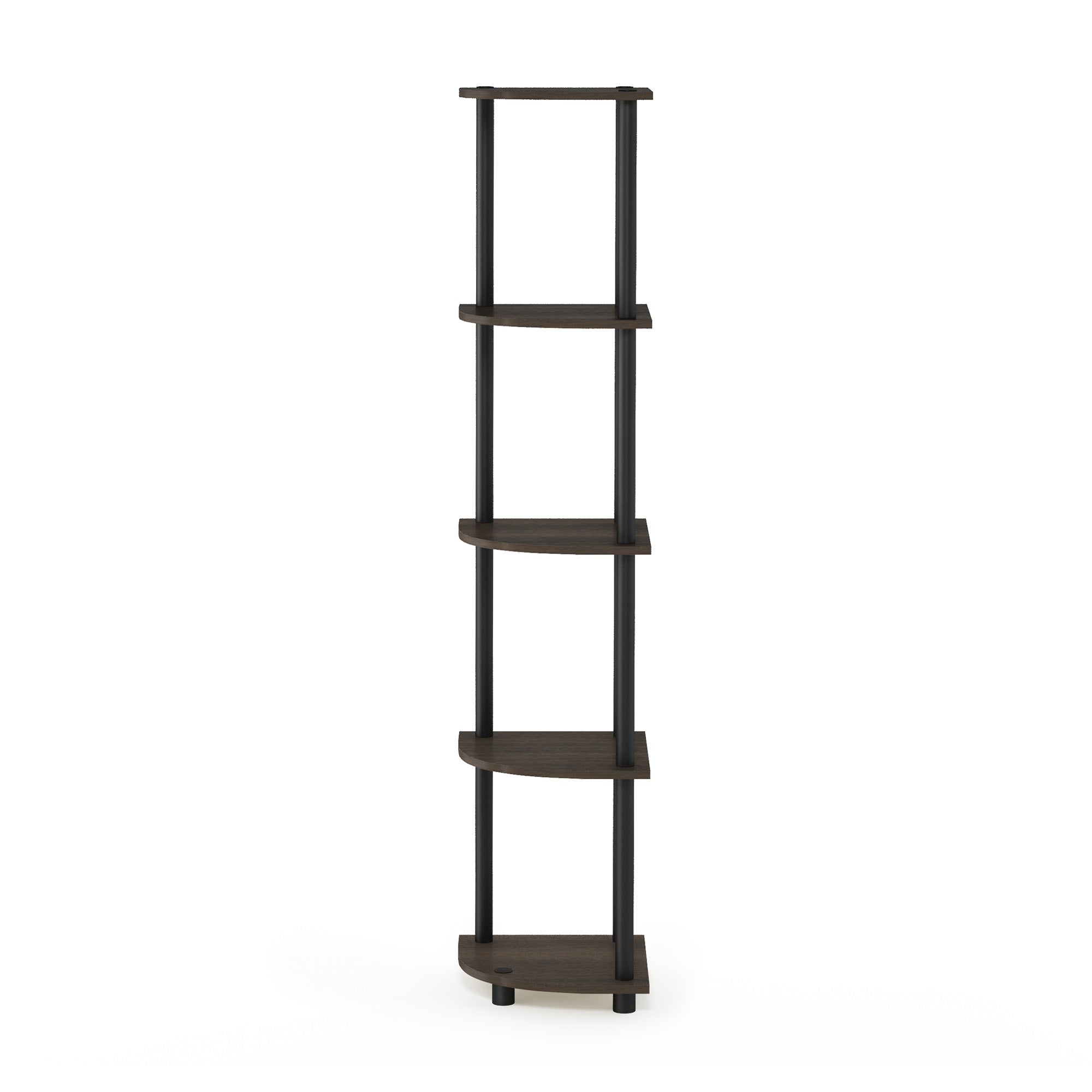 Furinno Turn-N-Tube 5 Tier Corner Display Rack Multipurpose Shelving Unit, 1-Pack, Dark Brown Grain/Black