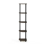 Furinno Turn-N-Tube 5 Tier Corner Display Rack Multipurpose Shelving Unit, 1-Pack, Dark Brown Grain/Black