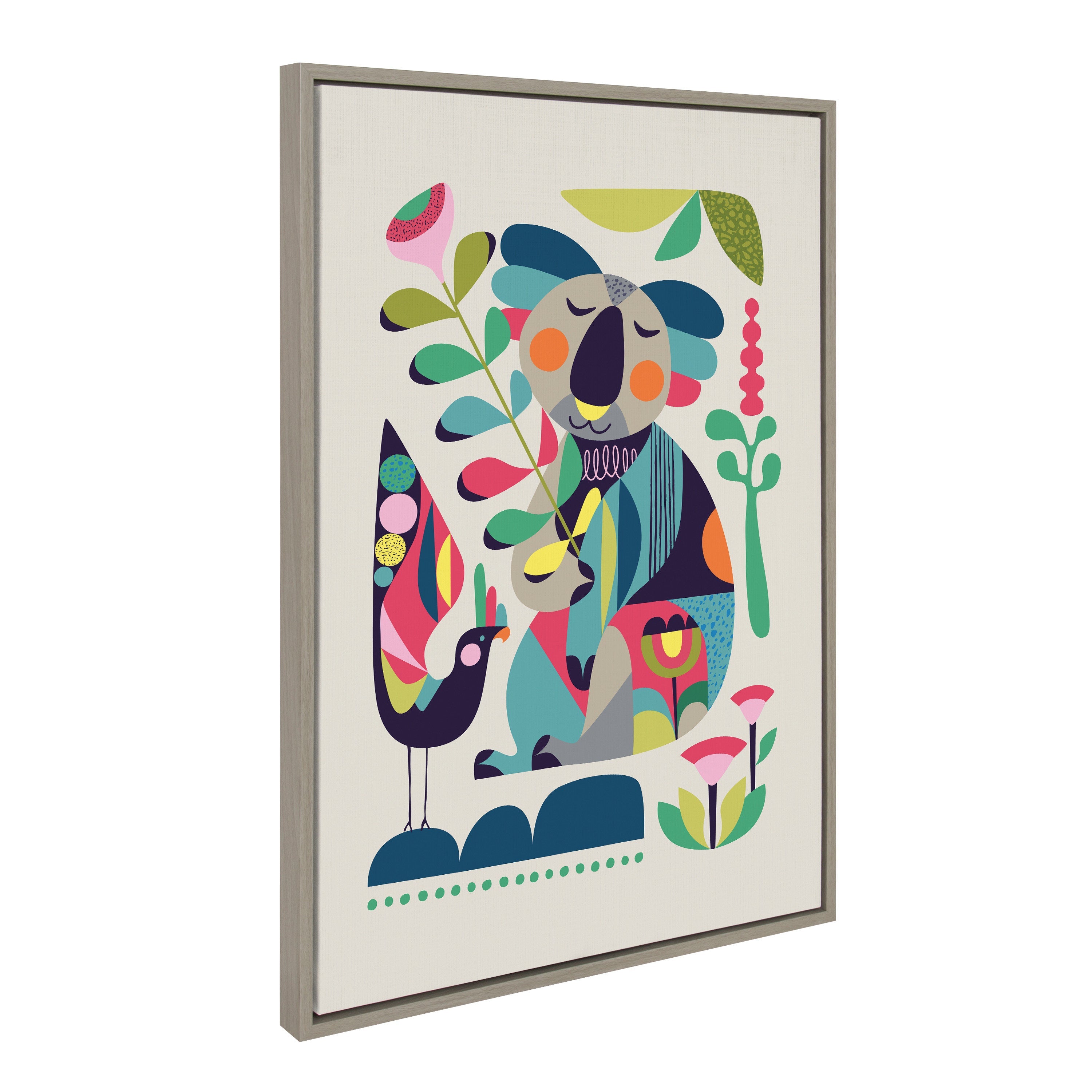 Sylvie Mid Century Modern Koala Framed Canvas by Rachel Lee of My Dream Wall