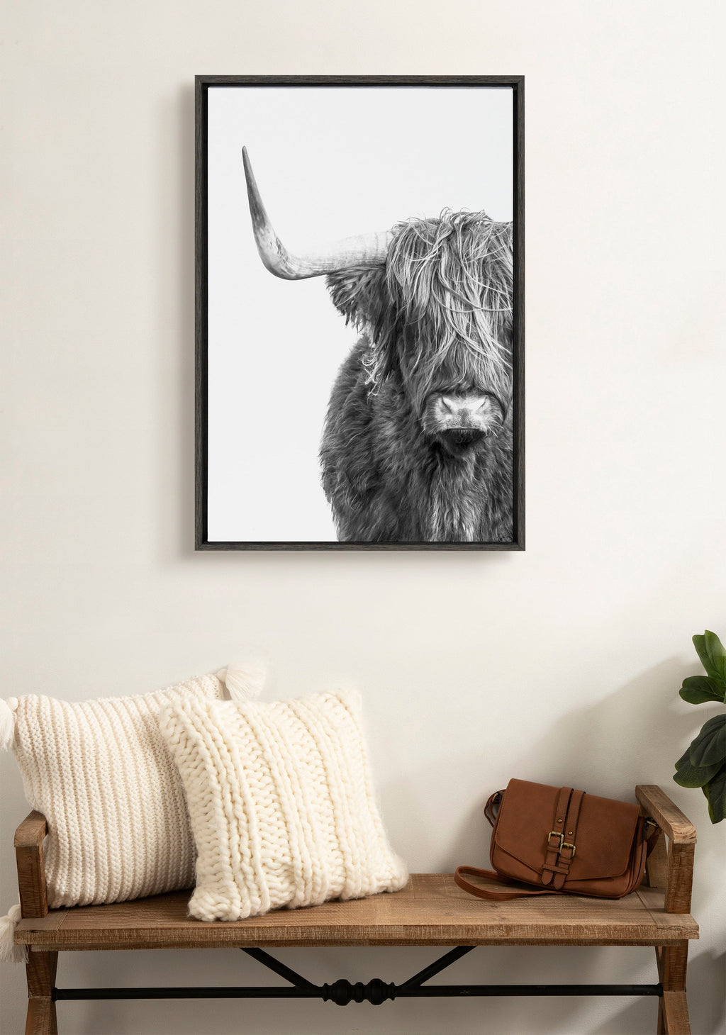 Sylvie Highland Cow Framed Canvas by Amy Peterson Art Studio