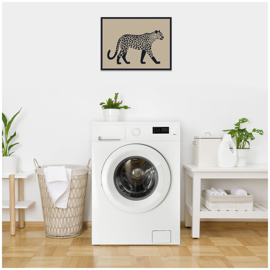 Modern Linocut Leopard 2 by The Creative Bunch Studio Framed Canvas Wall Art Print
