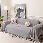 Textured Woven Modern Sofa Cover, Natural Blend Decorative Couch Throw Blanket