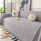 Textured Woven Modern Sofa Cover, Natural Blend Decorative Couch Throw Blanket