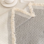 Textured Woven Modern Sofa Cover, Natural Blend Decorative Couch Throw Blanket