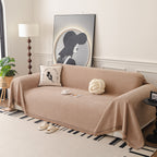 Textured Woven Modern Sofa Cover, Natural Blend Decorative Couch Throw Blanket